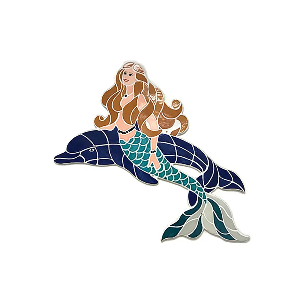 Mosaic Mermaid with Dolphin 47x57 Fujiwa
