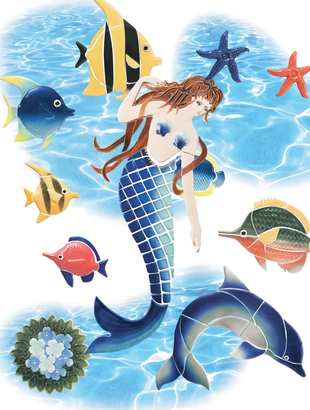 Shop Cepac Waterworld Curved Dolphin 30 x 25 Pool Tile | Artistic Tile & Stone