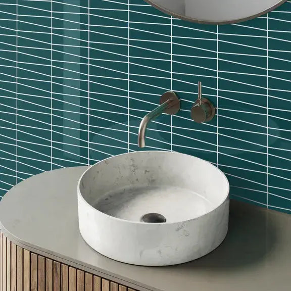 Shop Island Stone Waveline Lagoon Gloss 12-3/4 x 12-5/8 |  Artistic Tile & Stone