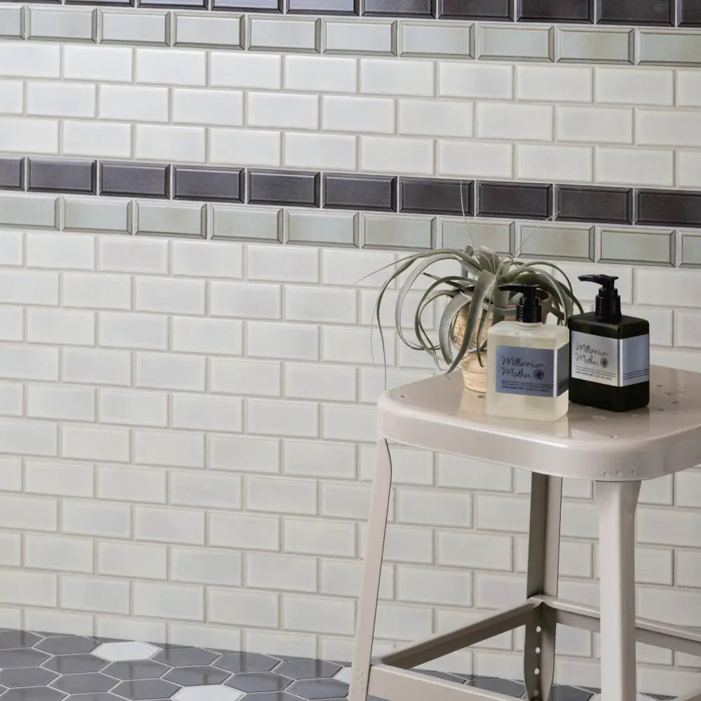 Shop Cepac Contour CON-1B Glossy White Beveled 1-3/4 x 3-3/4 | Artistic Tile & Stone