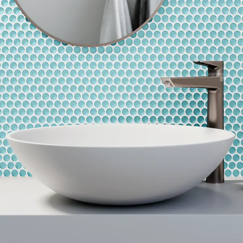 Shop Island Stone Pennyround Azure 12x12 |  Artistic Tile & Stone