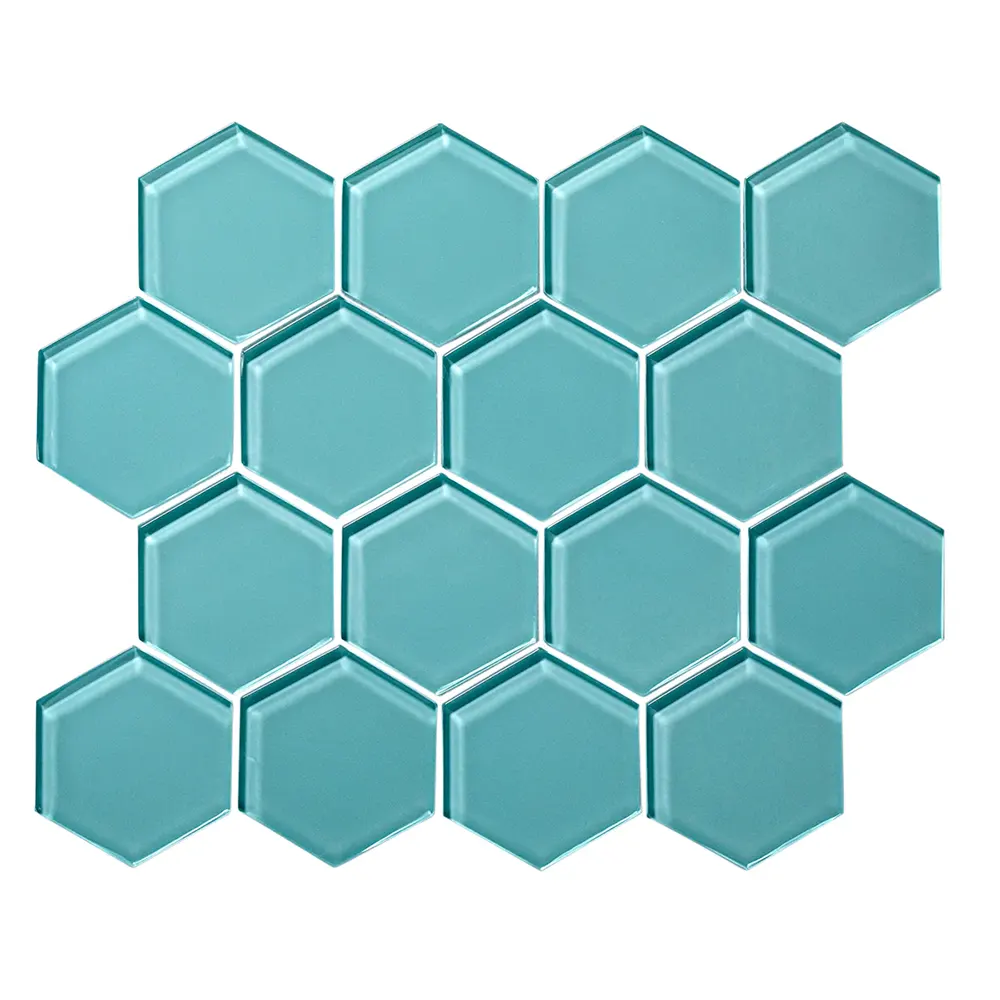 Shop Sample - Island Stone Glass Hex Azure Gloss 10-1/4 x 11-3/4 | Artistic Tile & Stone