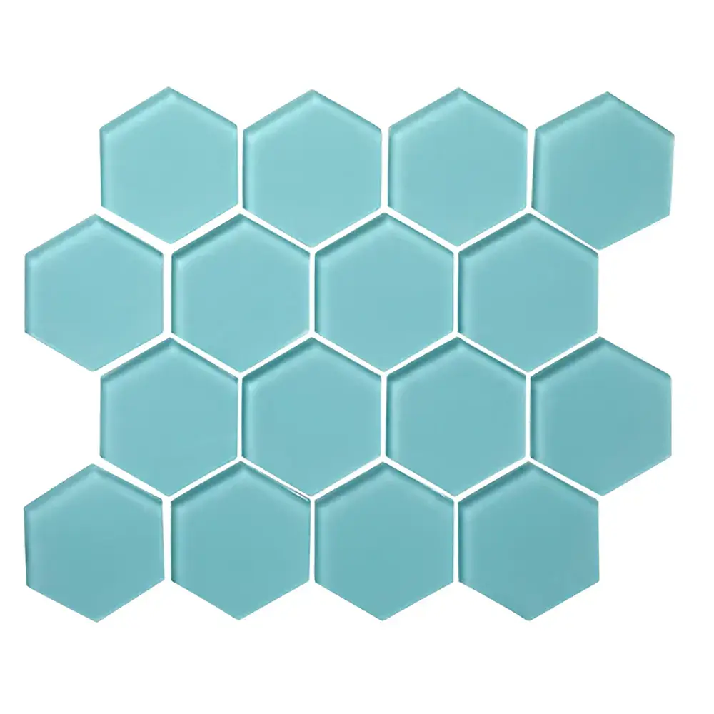 Shop Sample - Island Stone Glass Hex Azure Matte 10-1/4 x 11-3/4 | Artistic Tile & Stone