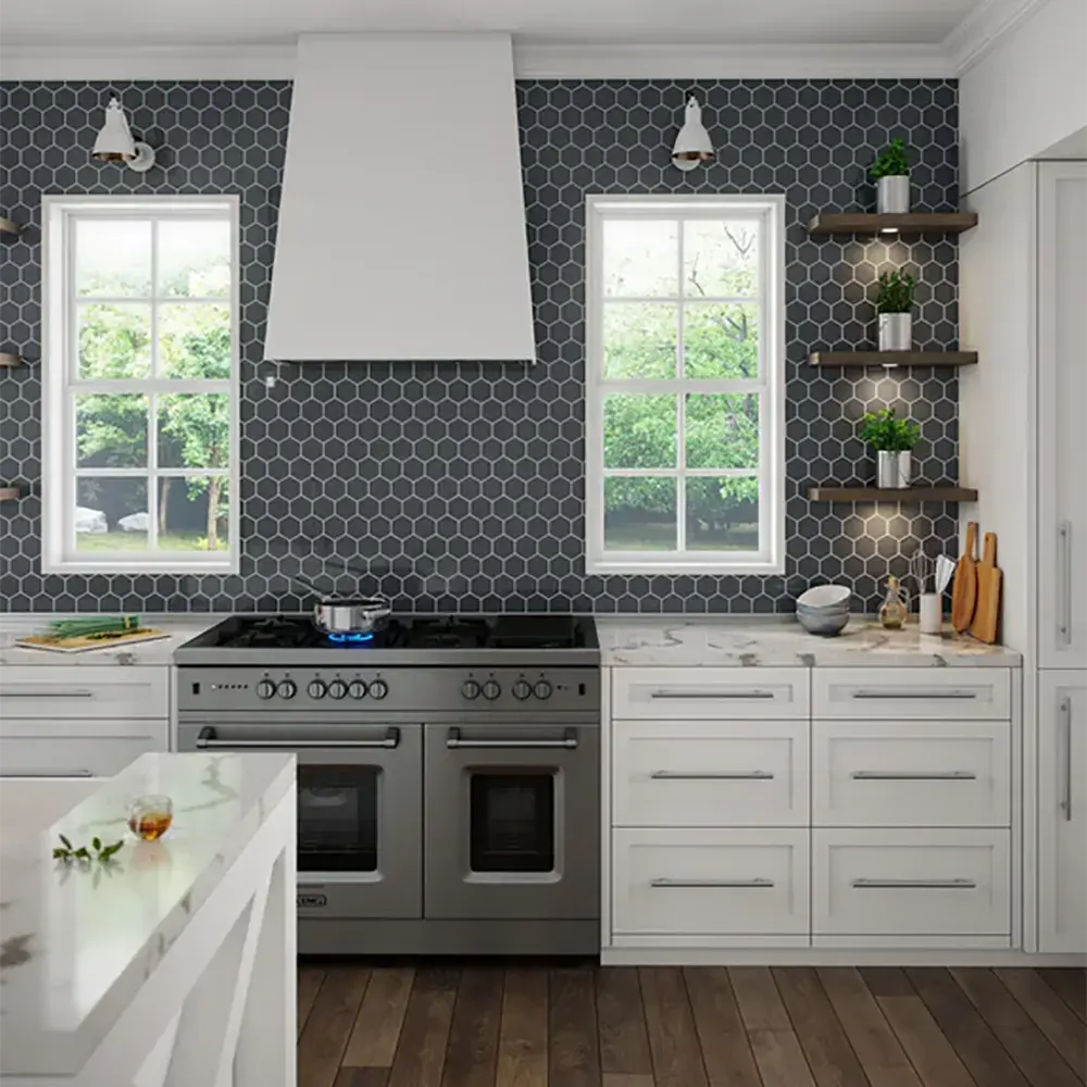 Shop Island Stone Hex Graphite Gloss 10-1/4 x 11-3/4 |  Artistic Tile & Stone
