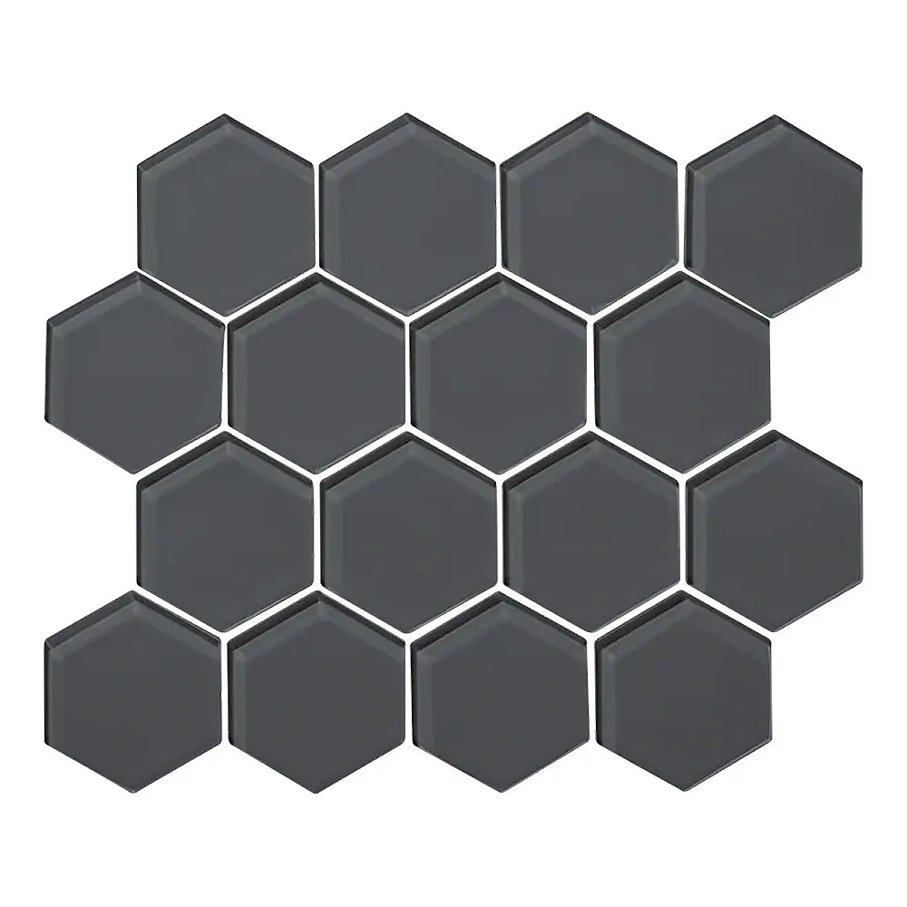 Shop Sample - Island Stone Glass Hex Graphite Gloss 10-1/4 x 11-3/4 | Artistic Tile & Stone