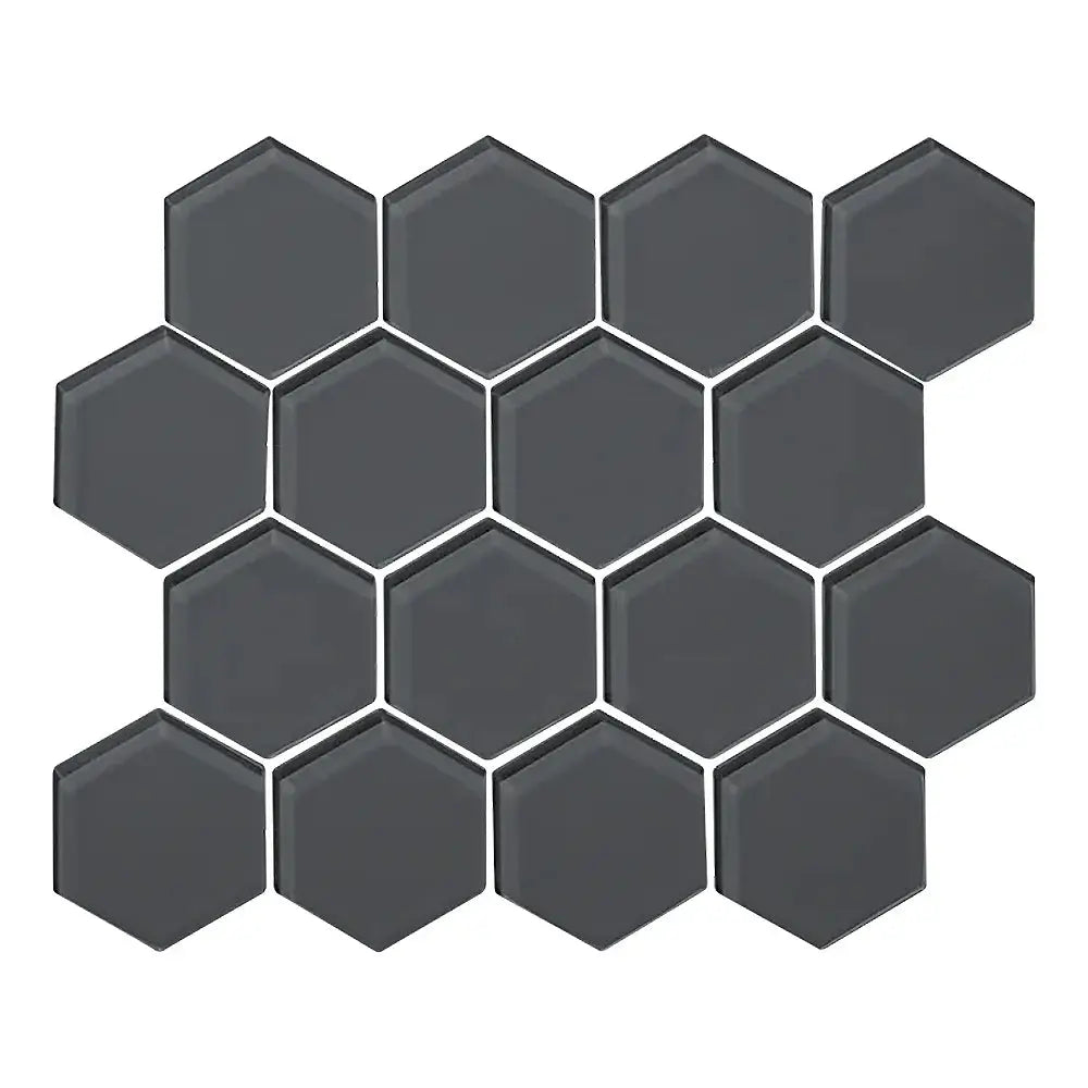 Shop Sample - Island Stone Glass Hex Graphite Gloss 10-1/4 x 11-3/4 | Artistic Tile & Stone