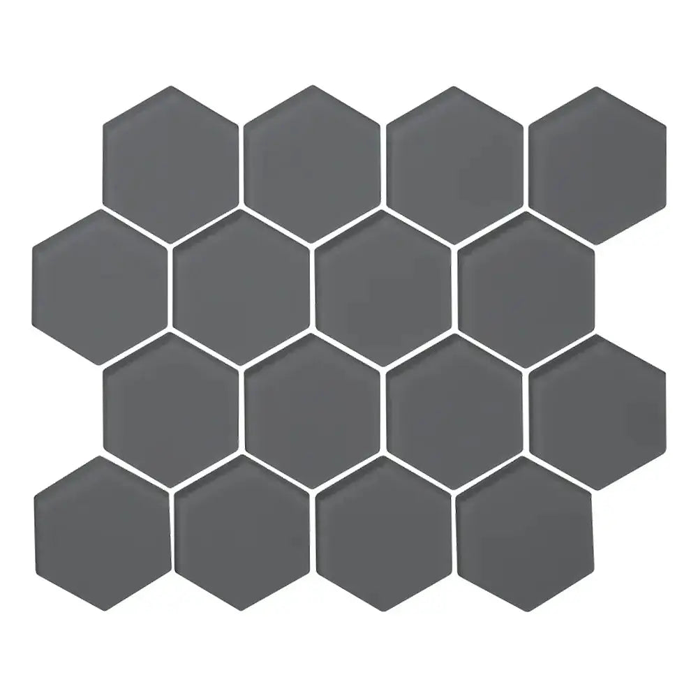 Shop Sample - Island Stone Glass Hex Graphite Matte 10-1/4 x 11-3/4 | Artistic Tile & Stone