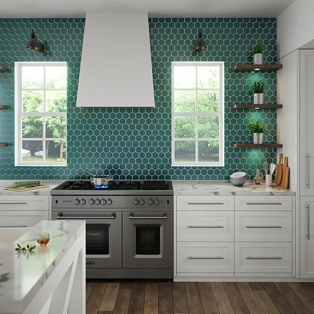 Shop Island Stone Hex Lagoon Gloss 10-1/4 x 11-3/4 | Artistic Tile & Stone