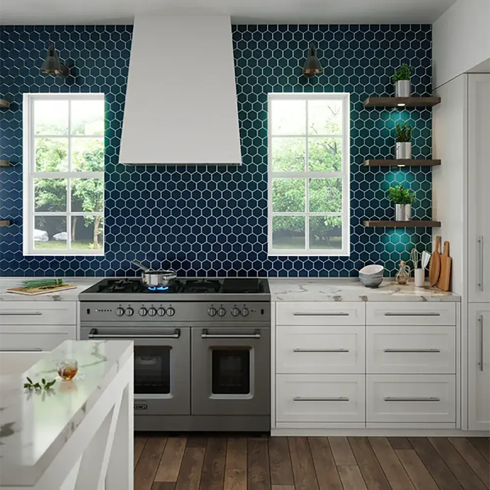 Shop Island Stone Hex Midnight Gloss 10-1/4 x 11-3/4 |  Artistic Tile & Stone
