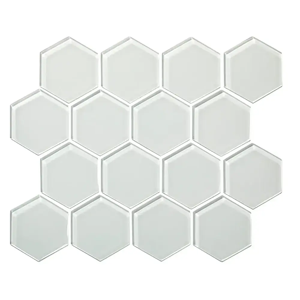 Shop Sample - Island Stone Glass Hex Pure Silk Gloss 10-1/4 x 11-3/4 | Artistic Tile & Stone