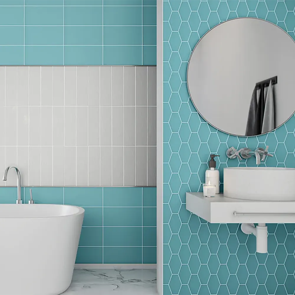 Shop Long Hex Azure Gloss 10-5/8 x 11-1/8 | Artistic Tile & Stone