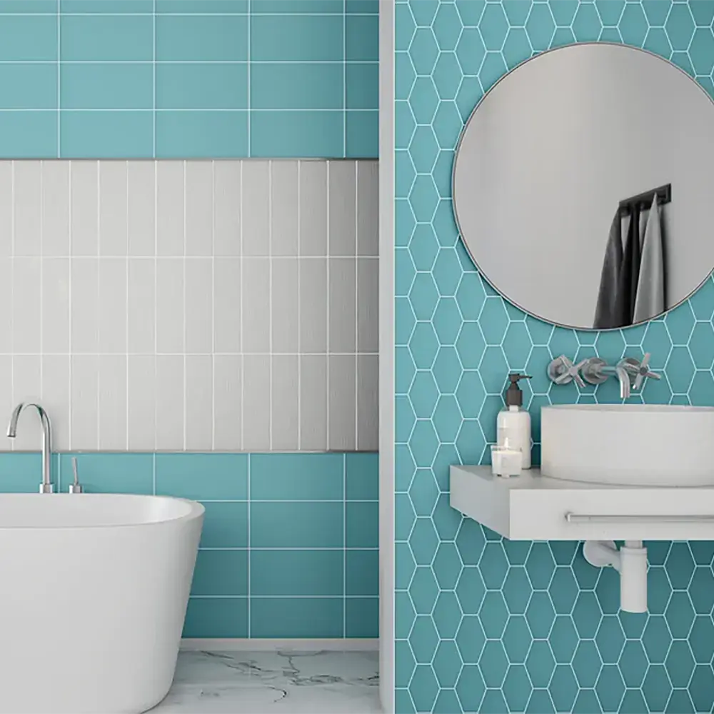 Shop Island Stone Long Hex Azure Gloss 10-5/8 x 11-1/8 |  Artistic Tile & Stone