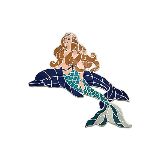 Mosaic Mermaid with Dolphin 47x57 Fujiwa