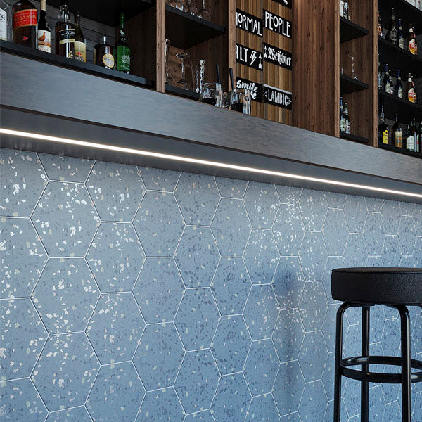 Shop Mir Terra Blue Spec Hex |   Artistic Tile & Stone