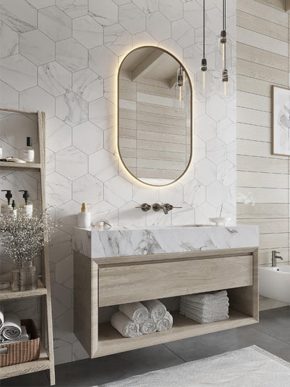 Shop Mir Terra Carrara Hex |   Artistic Tile & Stone
