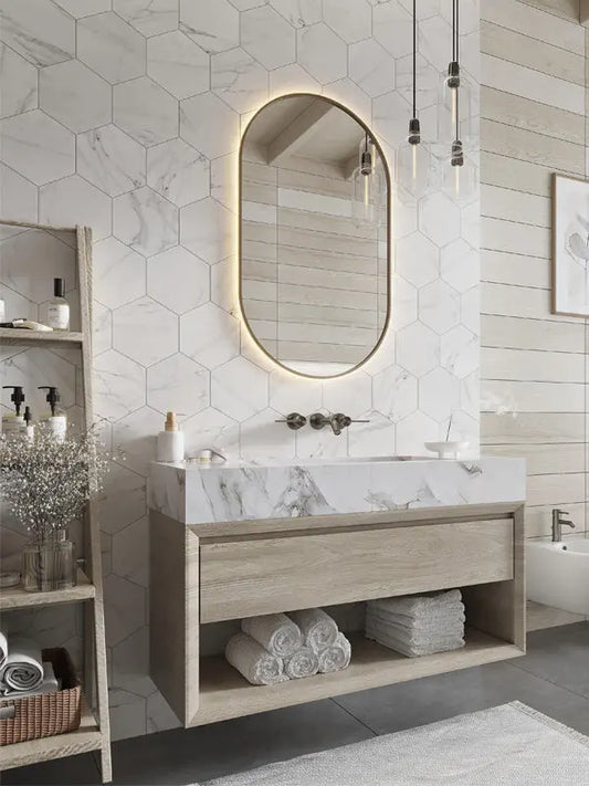 Shop Mir Terra Carrara Hex |   Artistic Tile & Stone