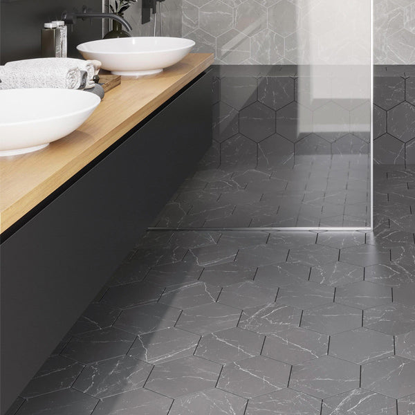 Shop Mir Terra Nero Hex |   Artistic Tile & Stone