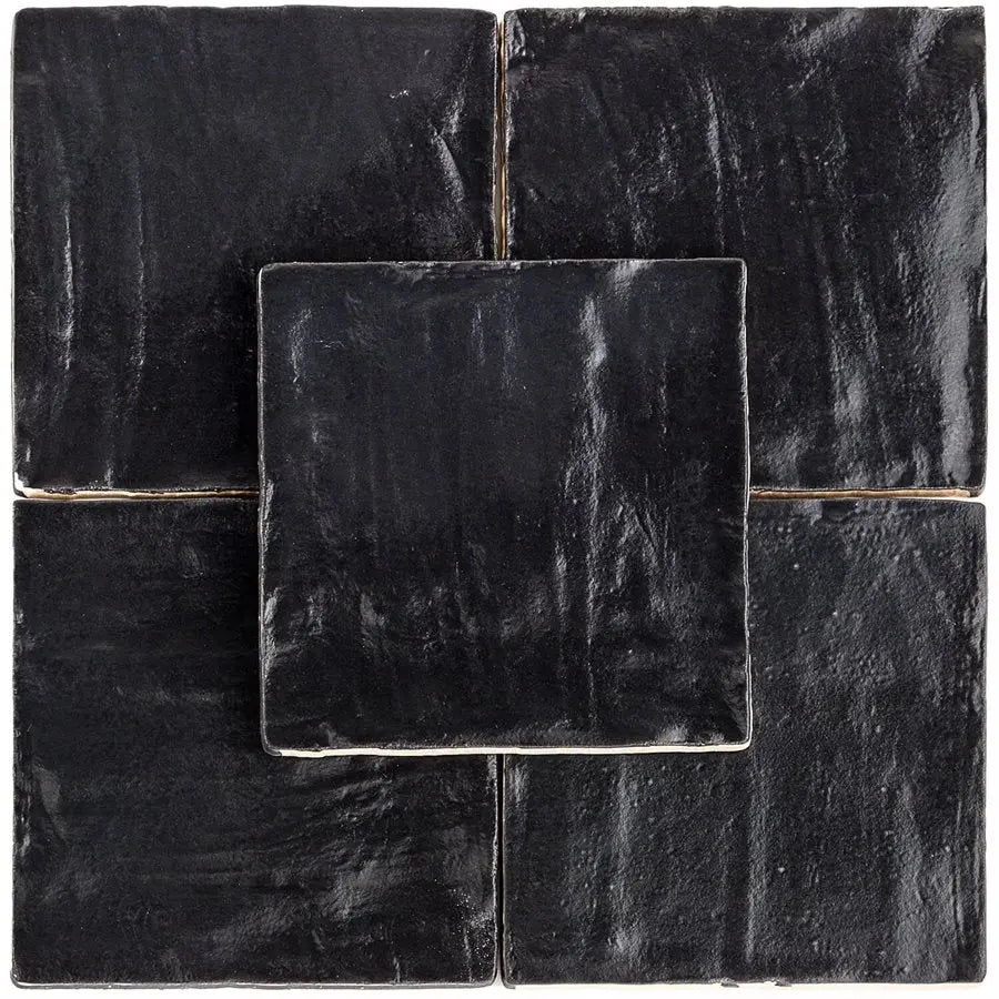 Shop SOHO Myorca Zellige Look Black Satin 4x4 |   Artistic Tile & Stone