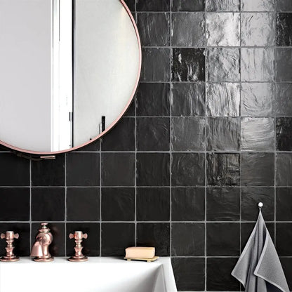 Shop Marcato Zellige Black Satin 4x4Â |Â Â  Artistic Tile & Stone