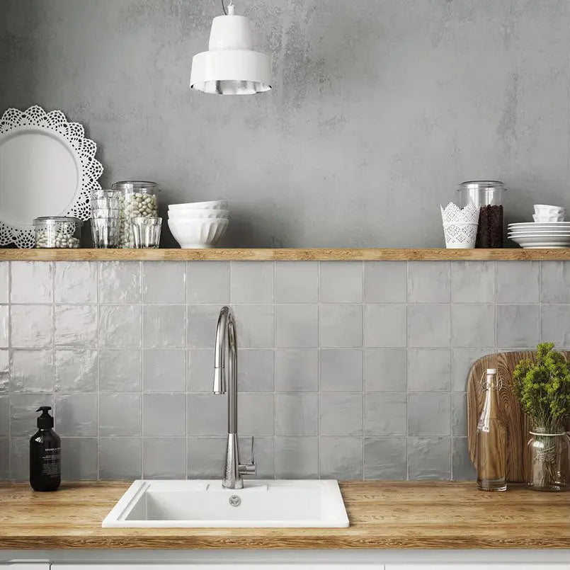 Shop Marcato Zellige Grey Satin 4x4Â |Â Â  Artistic Tile & Stone