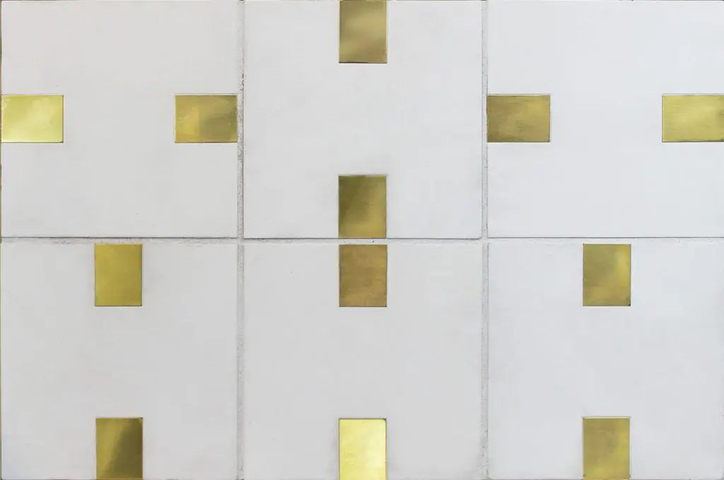Shop Kavim 1 White 6x6 with Brass Inserts |   Artistic Tile & Stone