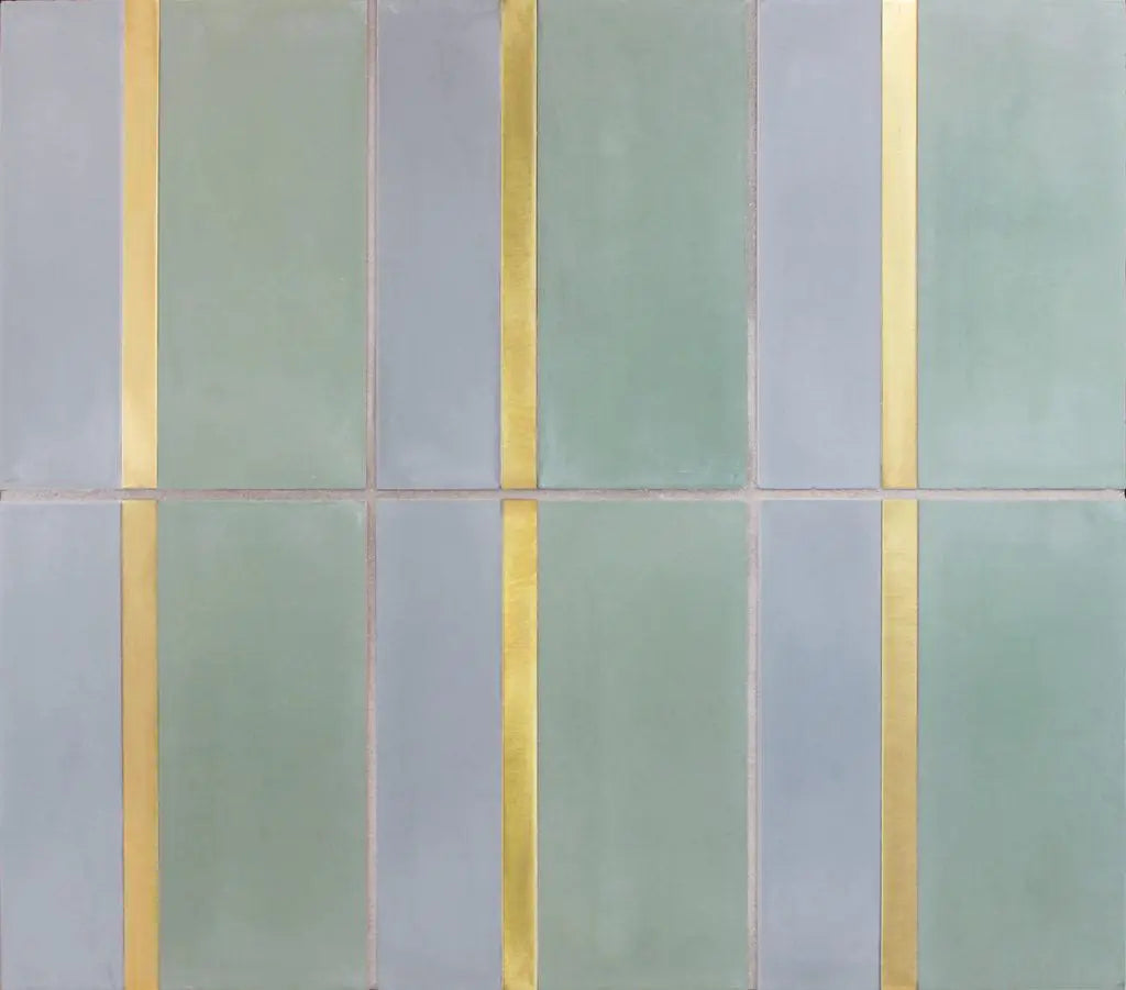 Shop Kavim 4 Green & Gray 6x8 with Brass Insert |   Artistic Tile & Stone