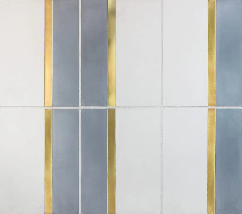 Shop Kavim 4 White & Gray 6x8 with Brass Insert |   Artistic Tile & Stone
