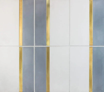 Shop Kavim 4 White & Gray 6x8 with Brass Insert |   Artistic Tile & Stone