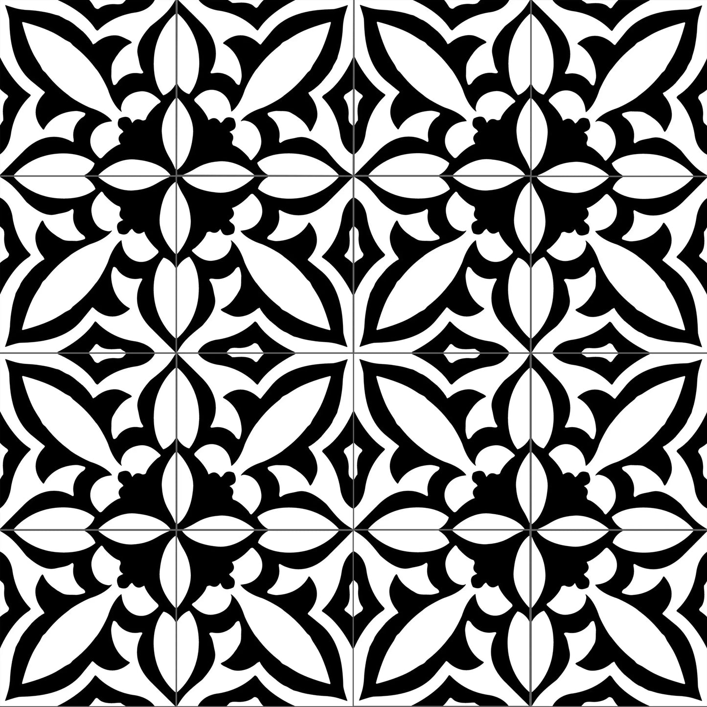 Shop Moderna Fleur Noir 8x8 |   Artistic Tile & Stone