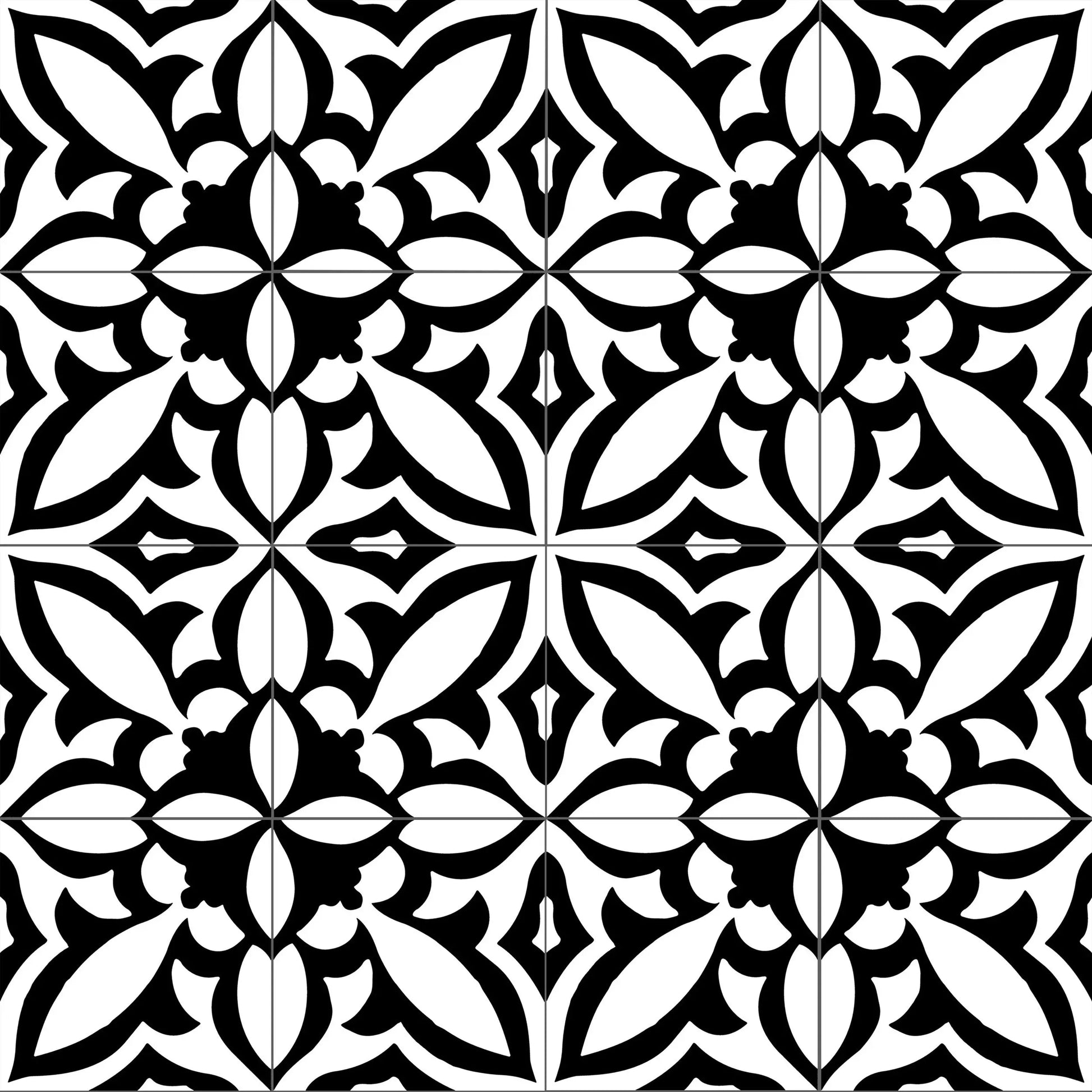 Shop Moderna Fleur Noir 8x8 |   Artistic Tile & Stone