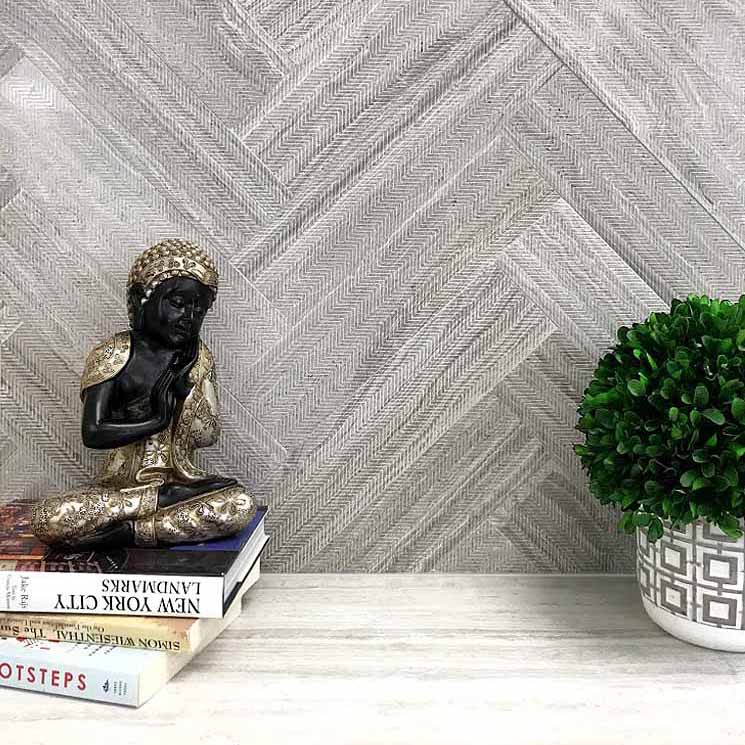 Shop Mir Skalini Etched Chevron Wooden Grey 3x12 |   Artistic Tile & Stone