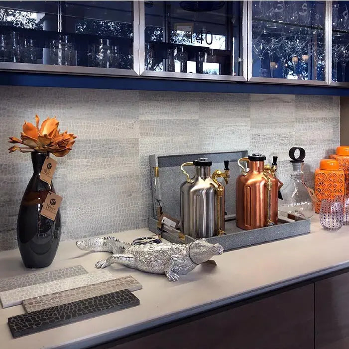 Shop Mir Skalini 3x12 Etched Alligator Silver Grey | Artistic Tile & Stone