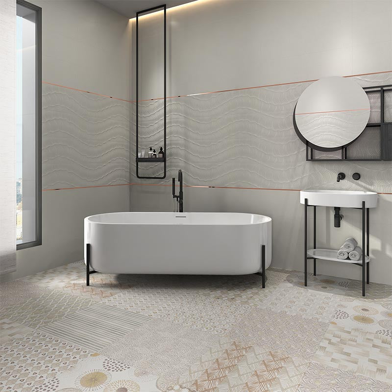 Shop Mir Movement Ivory Deco 11.7 x 39.2 |   Artistic Tile & Stone