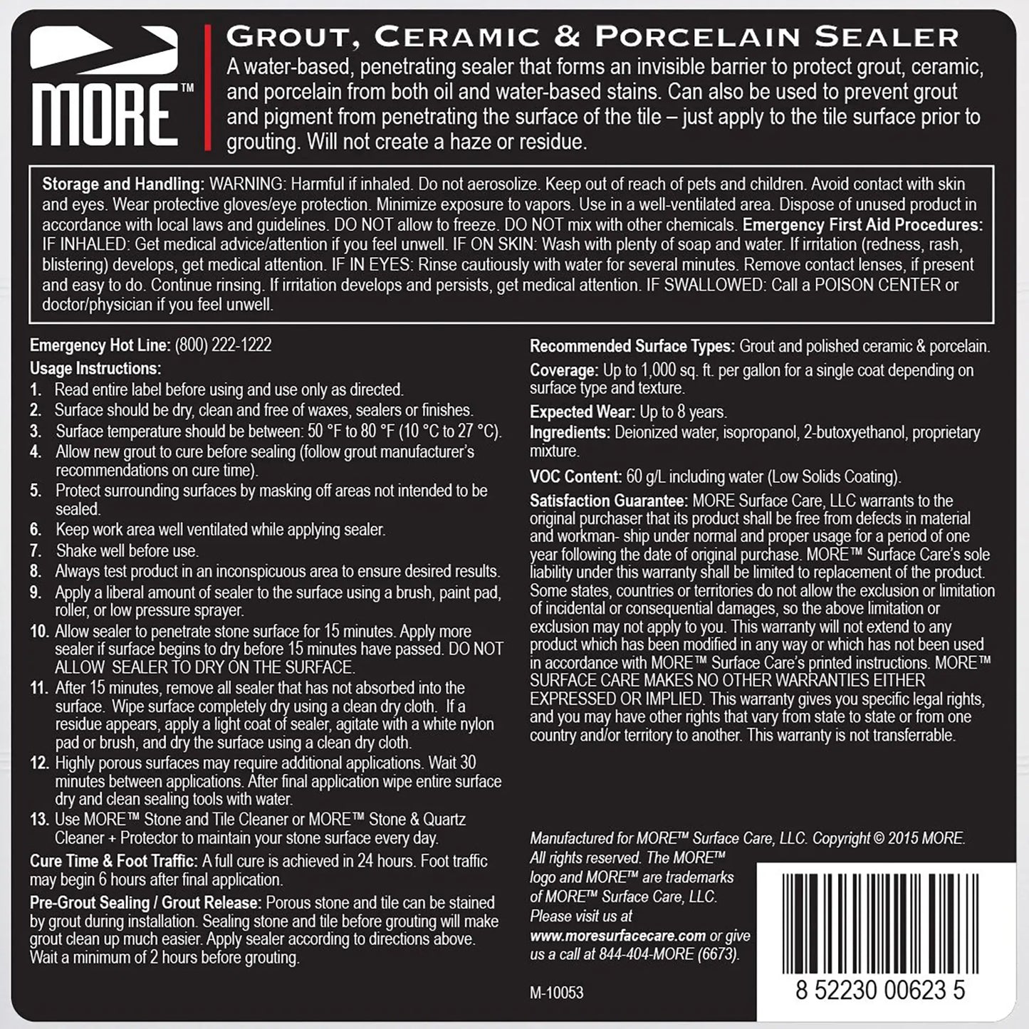 "More Grout, Ceramic & Porcelain Sealer Gallon" 