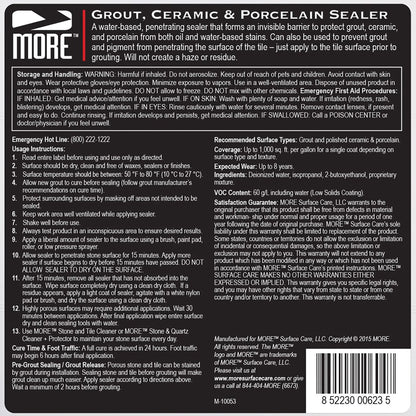 "More Grout, Ceramic & Porcelain Sealer Gallon" 
