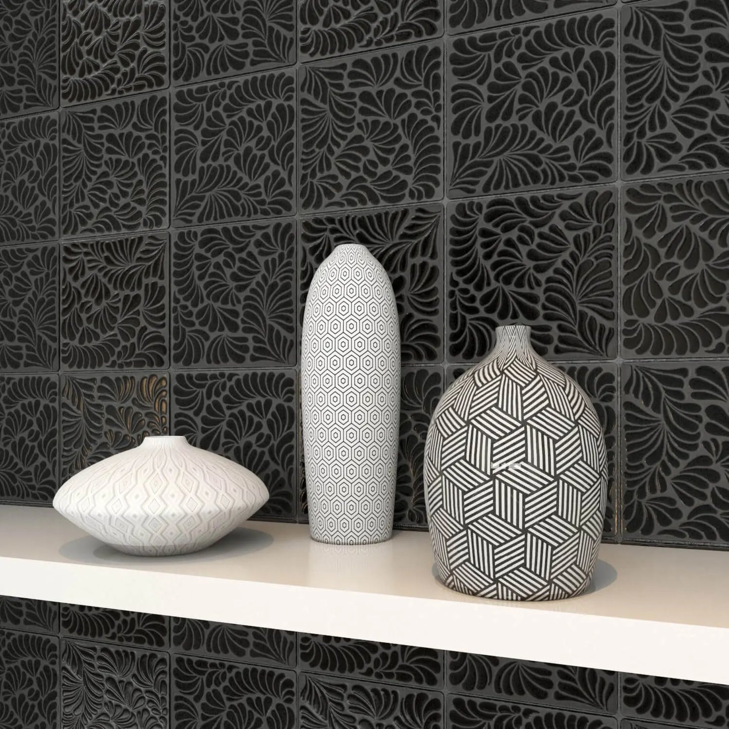 Shop Catalina Plumeada Negra 6x6 | Artistic Tile & Stone