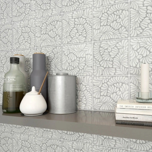 Shop Catalina Plumeada Nevada 6x6 |   Artistic Tile & Stone