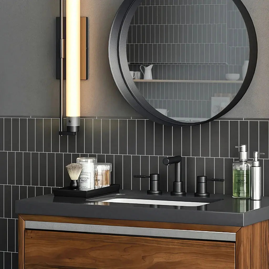 Shop Tuxedo 2x8 Tile Satin Black |   Artistic Tile & Stone