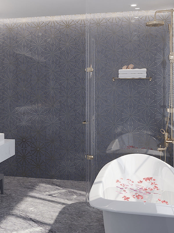Shop Mir Skalini Rockefeller Grey Sunburst |   Artistic Tile & Stone
