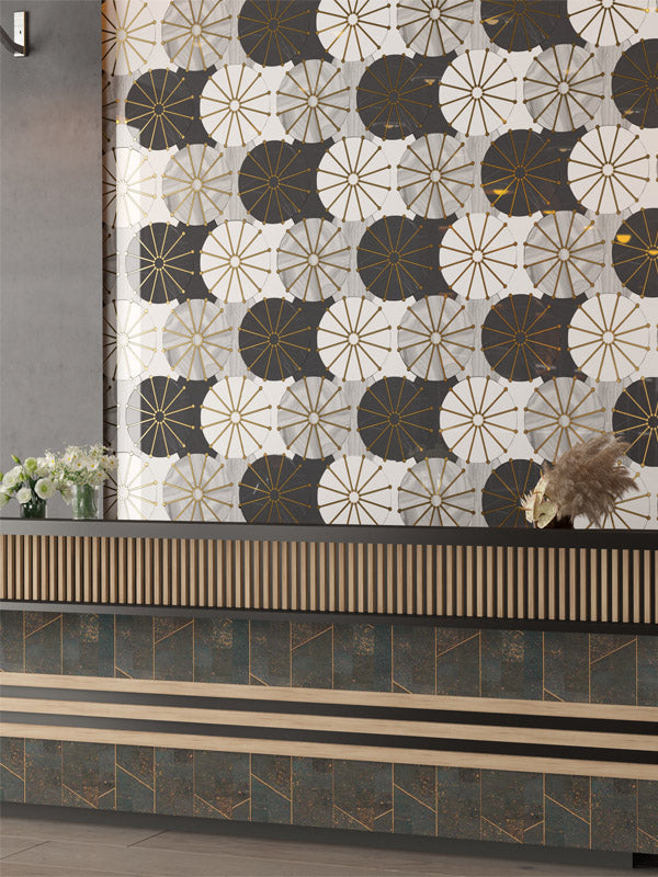 Shop Mir Skalini Rockefeller White Sunburst |   Artistic Tile & Stone