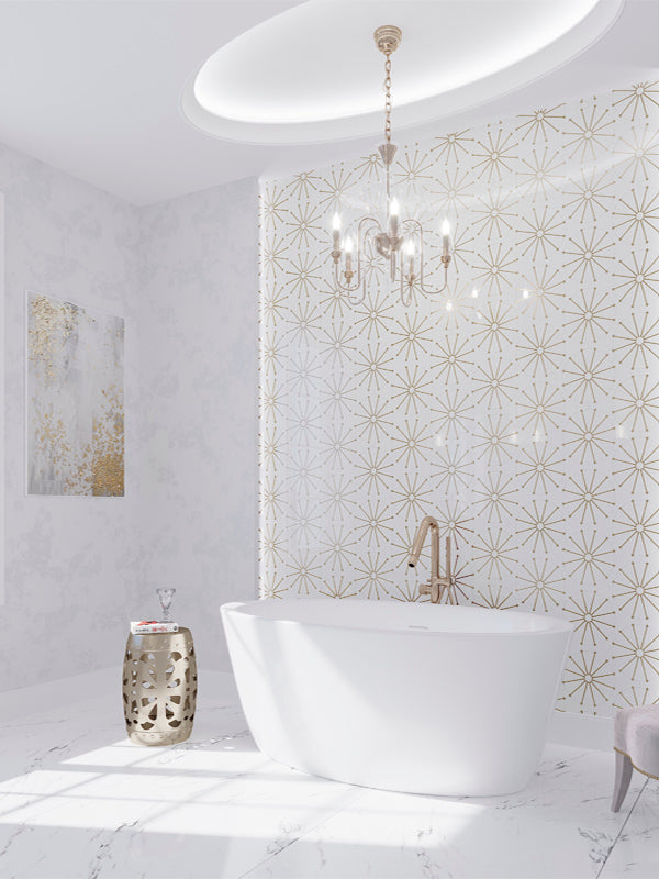 Shop Mir Skalini Rockefeller White Sunburst |   Artistic Tile & Stone