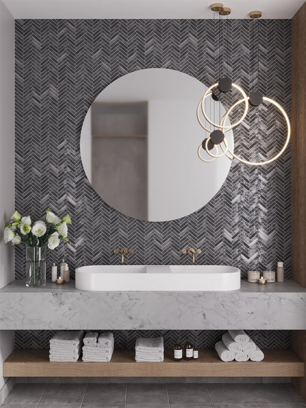 Shop Mir Stellar Steel Herringbone |   Artistic Tile & Stone
