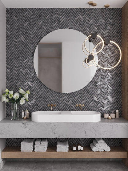 Shop Mir Stellar Steel Herringbone |   Artistic Tile & Stone