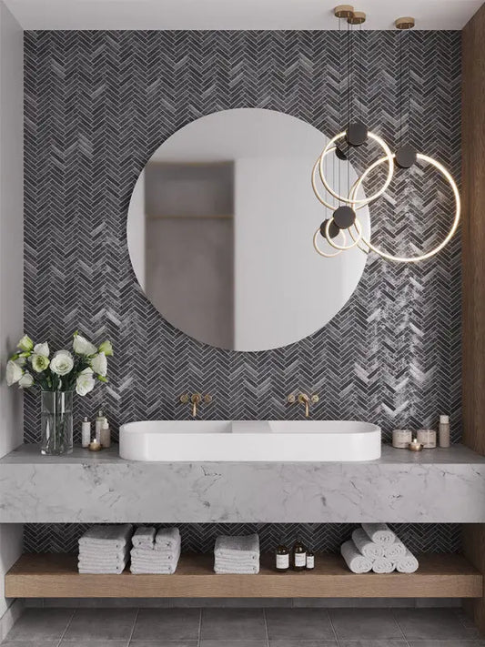 Shop Mir Stellar Steel Herringbone |   Artistic Tile & Stone