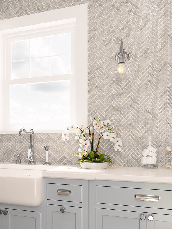 Shop Mir Stellar White Herringbone |   Artistic Tile & Stone