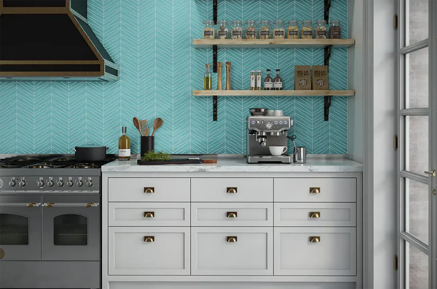 Shop Palms Azure Gloss 9-1/4 x 11-3/4 |   Artistic Tile & Stone