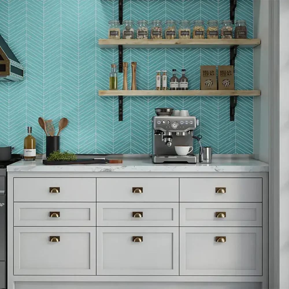 Shop Palms Azure Gloss 9-1/4 x 11-3/4 |   Artistic Tile & Stone