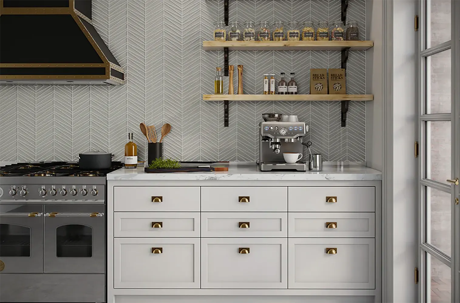 Shop Palms Fog Gloss 9-1/4 x 11-3/4 |   Artistic Tile & Stone