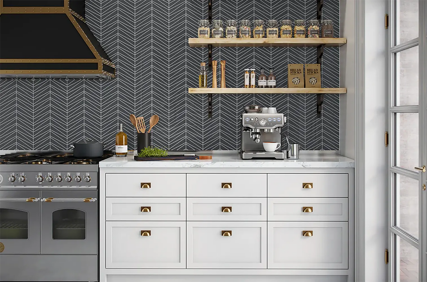 Shop Palms Graphite Gloss 9-1/4 x 11-3/4 |   Artistic Tile & Stone