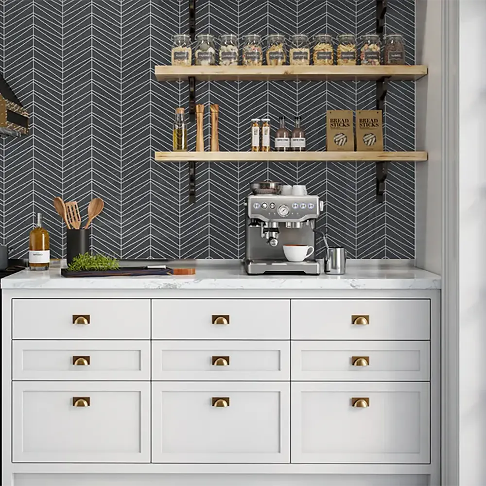 Shop Palms Graphite Gloss 9-1/4 x 11-3/4 |   Artistic Tile & Stone